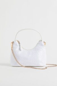 Chic Style Collective | H&M Spring Collection 2022 run, don’t walk. Glittery shoulder bag white