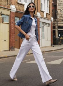 Chic Style Collective | White Trousers Outfits That Actually Work Organic Denim Jacket Washed Indigo UK14 EU42 US10 Washed Indigo