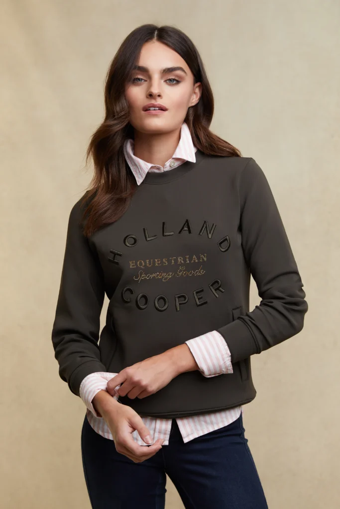 Chic Style Collective | Who Owns Holland Cooper and Why the Answer Changes How You Shop It Crystal Crew Neck Sweat Dark Olive Holland Cooper