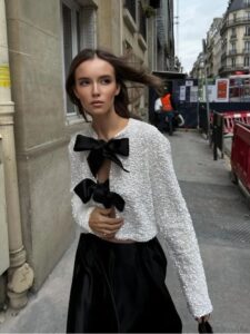 Chic Style Collective | 7 Fashion Trends: M&S Expert Reveals the Biggest Fashion Forecast for Spring/Summer Sequin Bow Lace Up Short Coat Milky White XS