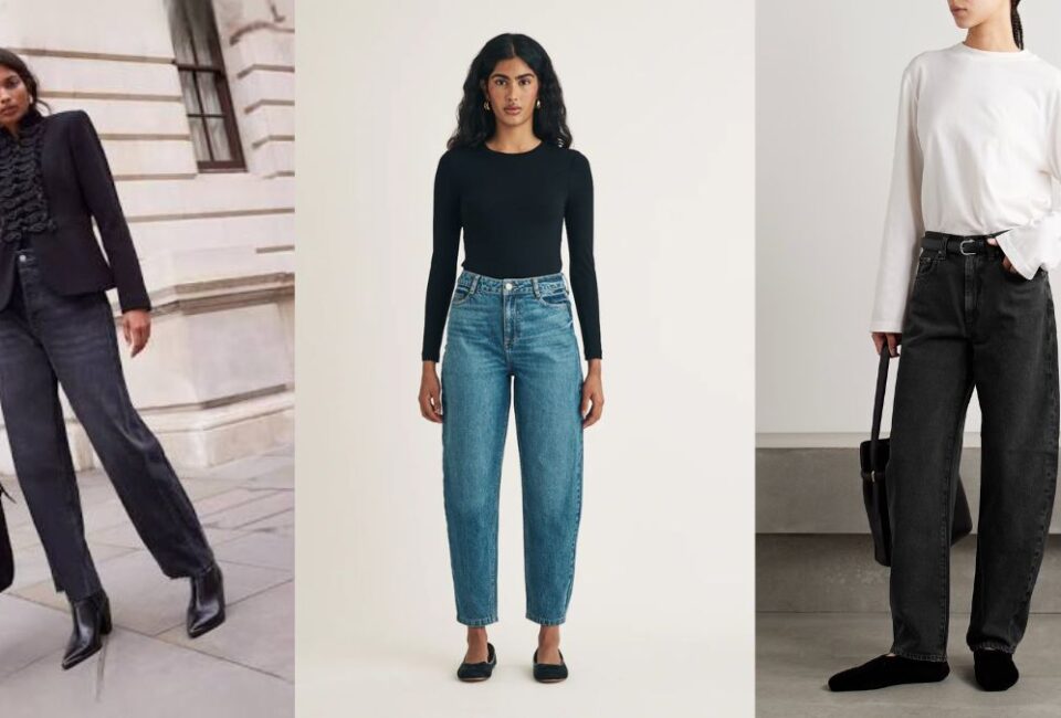 Barrel Jeans outfit ideas [Mint velvet/ Nobodys Child/Agolde]