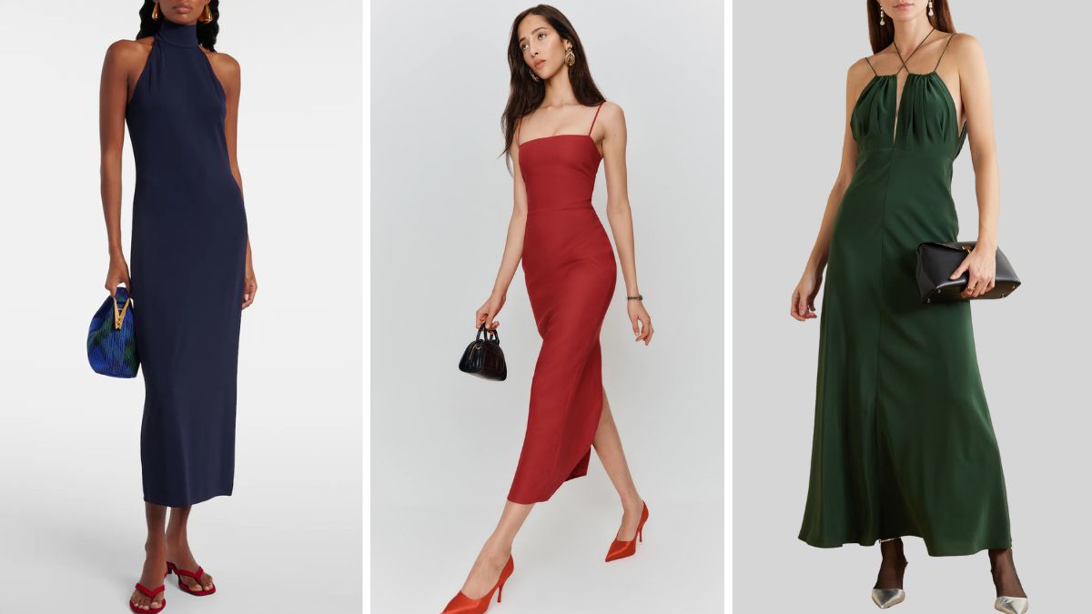 Quiet Luxury Wedding Guest Dresses [Ralph Lauren/Reformation/Toteme]