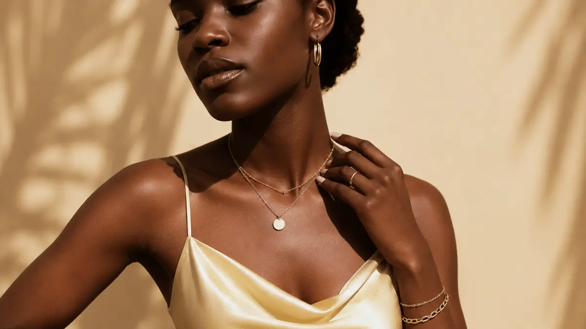 Chic Style Collective | I Found the Jewellery Trick Every Stylish Woman Knows Gold jewellery on a woman's collarbone — the best affordable luxury jewellery brands worth buying in 2026